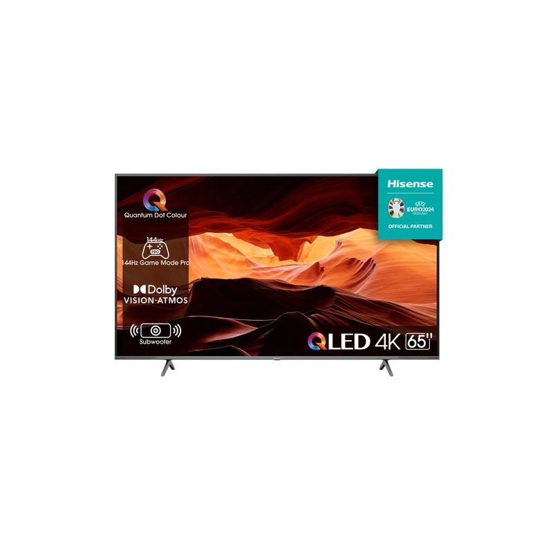 Hisense TV QLED 4K Ultra HD 65” 65E7KQ PRO, Smart TV VIDAA U7, QLED Display 144Hz, Wifi 6E, HDR Dolby Vision IQ, Quantum Dot Col