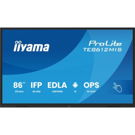 iiyama TE8612MIS-B4AG visualizzatore di messaggi Design chiosco 2,17 m (85.6") LCD Wi-Fi 400 cd/m² 4K Ultra HD Nero Touch screen