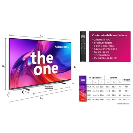 Philips Ambilight TV The One 8518 65“ 4K UHD Dolby Vision e Dolby Atmos Google TV