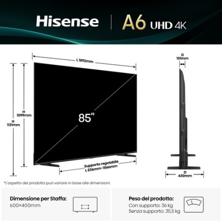 HISENSE TV DLED 4K 85 SMART TV