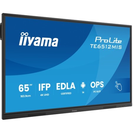 iiyama TE6512MIS-B4AG visualizzatore di messaggi Design chiosco 165,1 cm (65") LCD Wi-Fi 400 cd/m² 4K Ultra HD Nero Touch screen