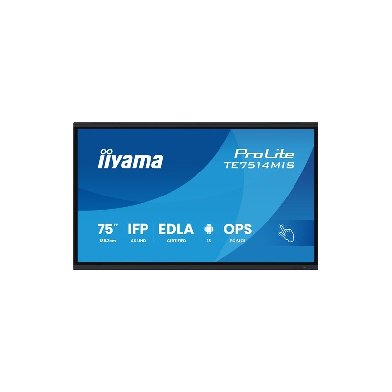 iiyama PROLITE TE7514MIS-B2AG Design chiosco 190,5 cm (75") LCD Wi-Fi 435 cd/m² 4K Ultra HD Nero Touch screen Processore integra