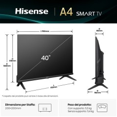HISENSE SMART TV DLED FULL HD 40 VIDAA 8 BLACK