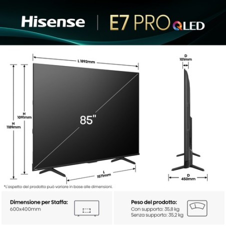 HISENSE TV DLED UHD 4K 85 SMART TV