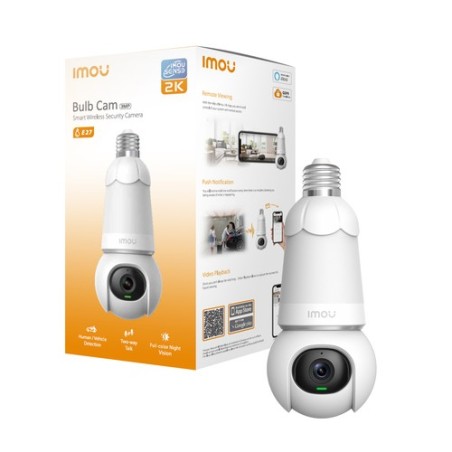 CAMERA E27 BULB CAM 2K (3MP) PTZ 340/90? LED 3W IR MIC/SPEAK WIFI