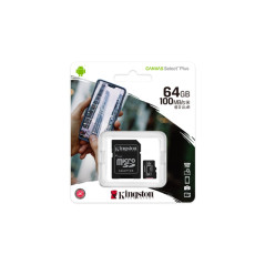 Kingston Technology Canvas Select Scheda micSDXC Plus 100R A1 C10 da 64GB + adattatore