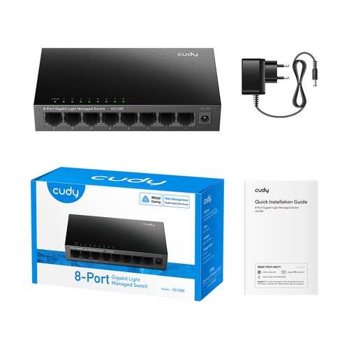 Cudy 8-Port Gigabit Easy-Managed Switch, GS108E 1.0
