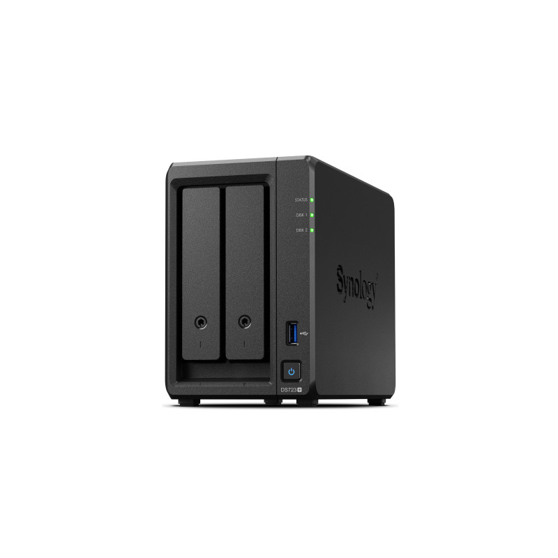 Synology DiskStation DS723+ server NAS e di archiviazione Tower Ryzen Embedded R1600 2 GB DDR4 DiskStation Manager Nero