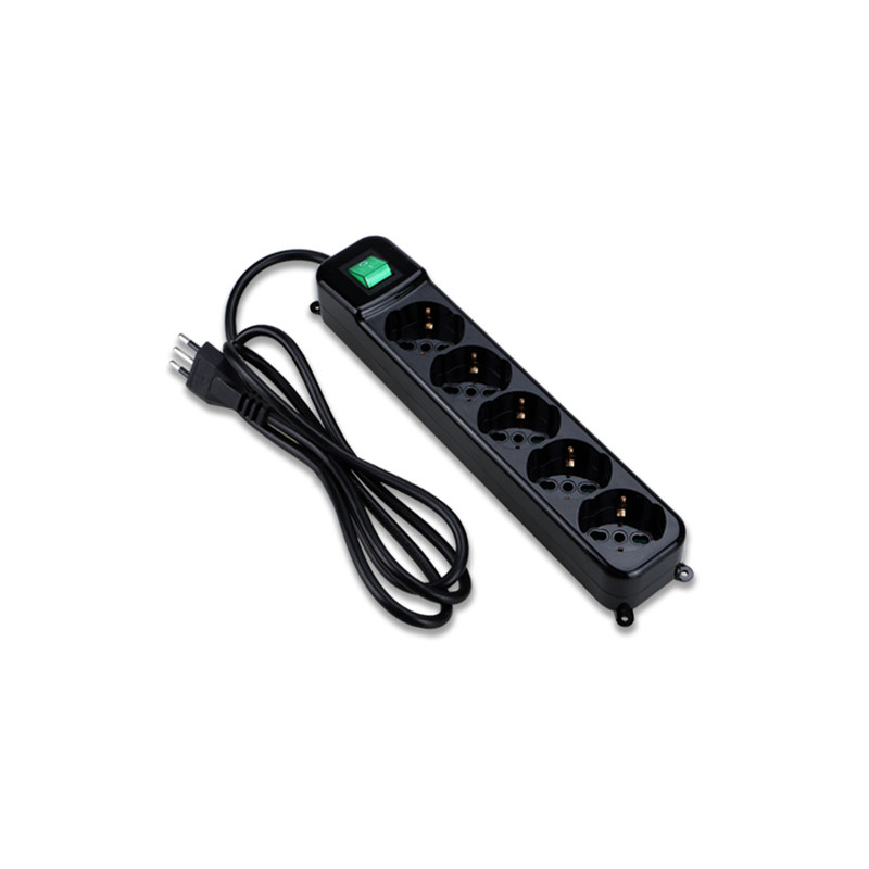 PRESA MULTIPLA TECNOWARE 5 SCHUKO INTERRUTTORE NERA