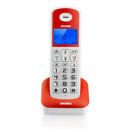 TIM Brondi Bravo Style Telefono DECT Identificatore di chiamata Rosso, Bianco