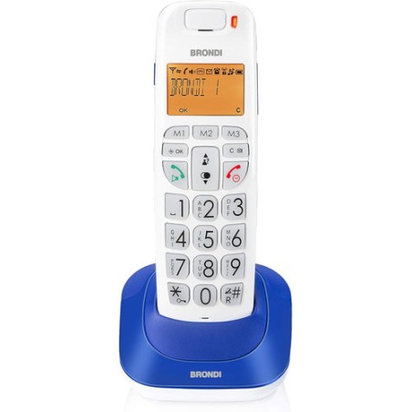 TIM Brondi Bravo Bright Telefono DECT Identificatore di chiamata Blu, Bianco