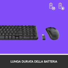 TASTIERA MK220 LOG WIRELESS+MOUSE NERA USB RETAIL