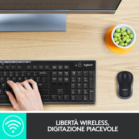 TASTIERA MK270 LOG WIRELESS+MOUSE NERA USB RETAIL