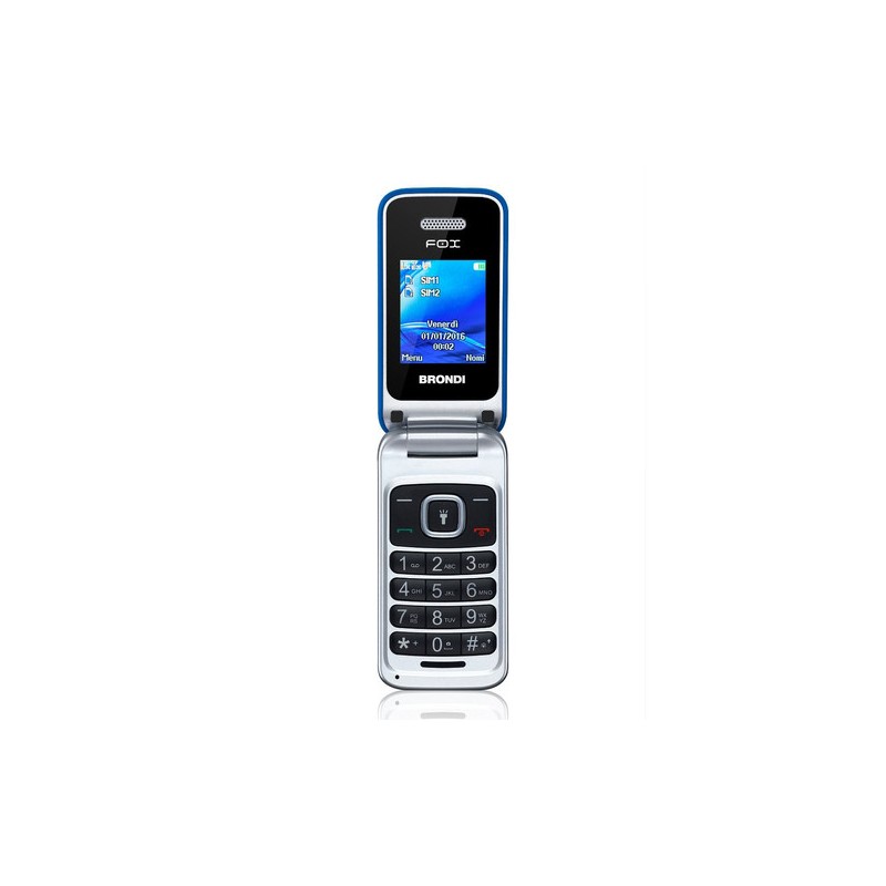 Brondi Fox 4,5 cm (1.77") 74 g Blu, Argento Telefono cellulare basico