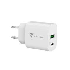 CARICA BATTERIA RAPIDO 1P USB-C/1P USB-A 20W BIANCO TECHMADE
