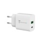 CARICA BATTERIA RAPIDO 1P USB-C/1P USB-A 20W BIANCO TECHMADE