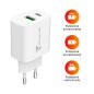 CARICA BATTERIA RAPIDO 1P USB-C/1P USB-A 20W BIANCO TECHMADE