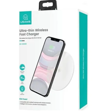 USAMS CARICATORE ULTRA THIN FAST WIRELESS CHARGER 15W - NERO