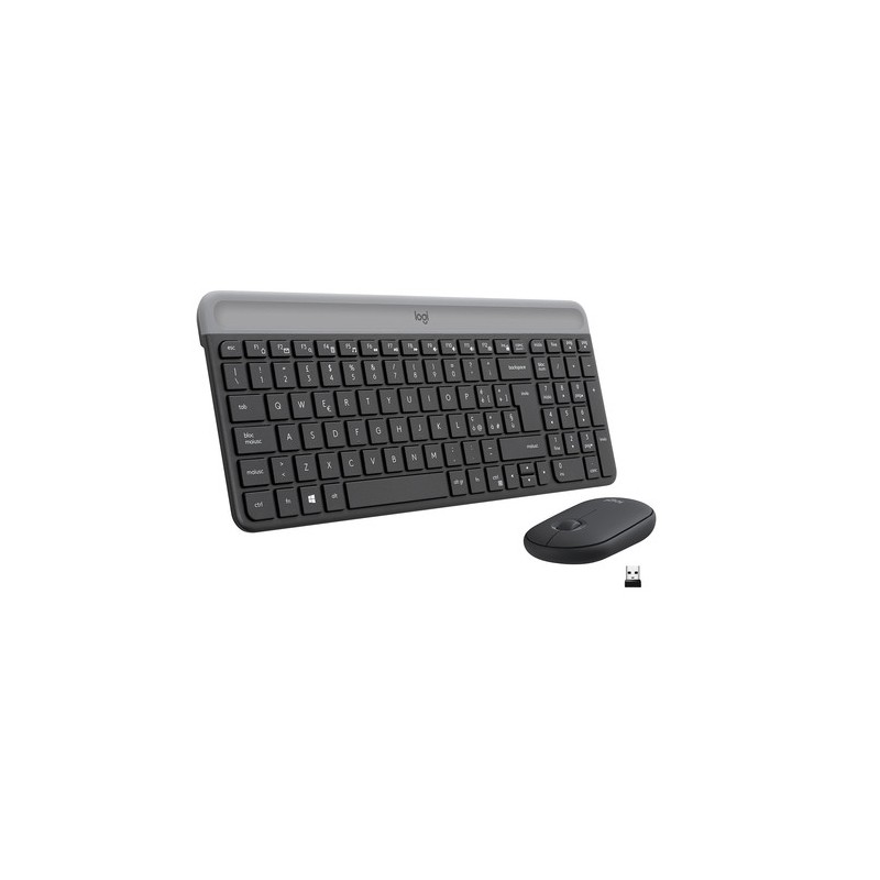 Logitech MK470 Kit Mouse e Tastiera Wireless per Windows, Ricevitore USB 2.4 GHz, ‎Sottile, Compatto, Silenzioso, Batteria Lun