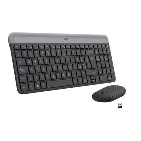Logitech MK470 Kit Mouse e Tastiera Wireless per Windows, Ricevitore USB 2.4 GHz, ‎Sottile, Compatto, Silenzioso, Batteria Lun