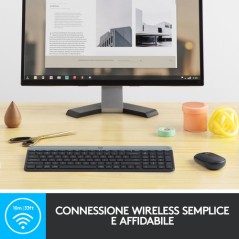 Logitech MK470 Kit Mouse e Tastiera Wireless per Windows, Ricevitore USB 2.4 GHz, ‎Sottile, Compatto, Silenzioso, Batteria Lun