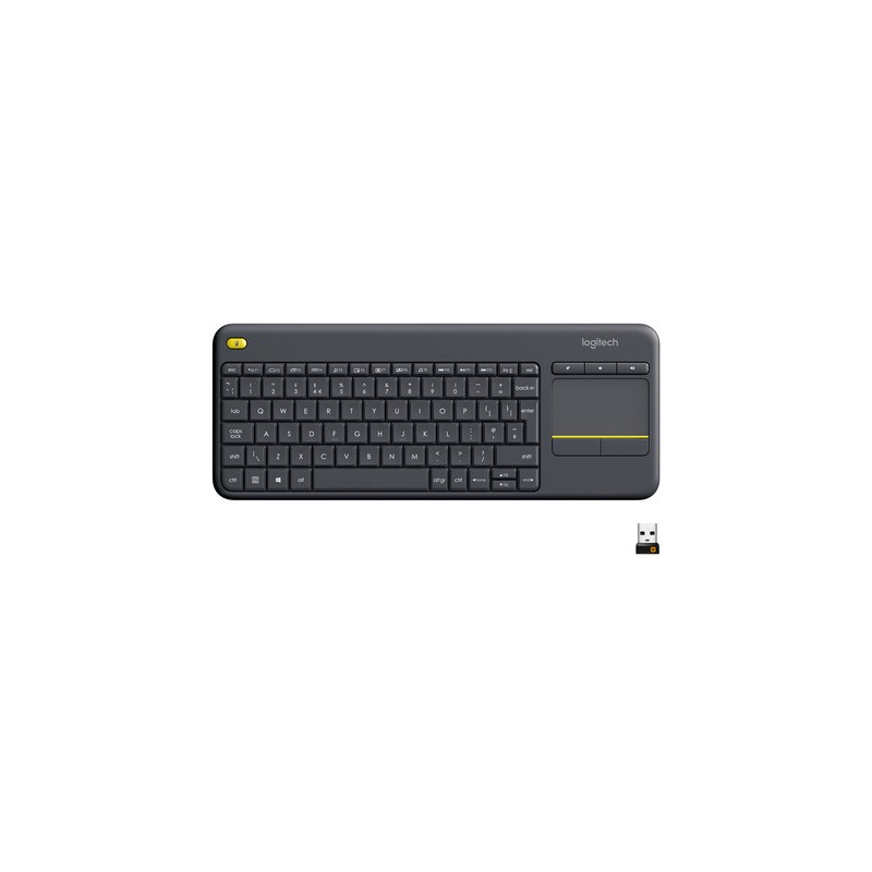 TASTIERA K400 PLUS LOG BK CON TOUCH WIRELESS NERA USB RETAIL UNIFIYNG