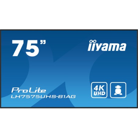 iiyama LH7575UHS-B1AG visualizzatore di messaggi Pannello piatto per segnaletica digitale 190,5 cm (75") LCD Wi-Fi 500 cd/m² 4K