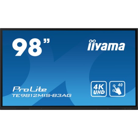 iiyama TE9812MIS-B3AG visualizzatore di messaggi Design chiosco 2,49 m (98") LCD Wi-Fi 400 cd/m² 4K Ultra HD Nero Touch screen 