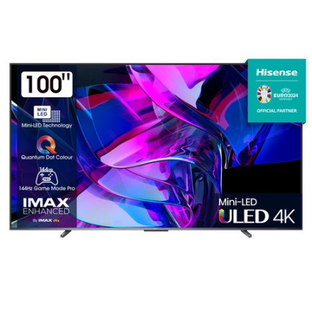 Hisense U7KQ TV Mini-LED ULED 4K Ultra HD 100” 100U7KQ, Smart TV VIDAA U7, QLED Display 144Hz, Wifi, Retroilluminazione Mini-L