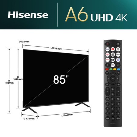 HISENSE TV UHD 4K 85 A6N NERO 2024