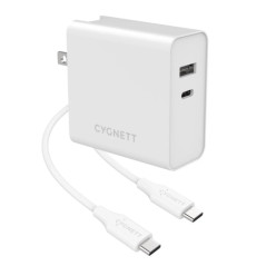 CARICATORE 60WATT 2P USB-C/USBA ADA TTATORI VIAGGIO(UK/USA/EU) CYGNETT