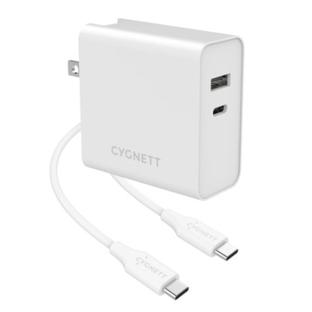 CARICATORE 60WATT 2P USB-C/USBA ADA TTATORI VIAGGIO(UK/USA/EU) CYGNETT