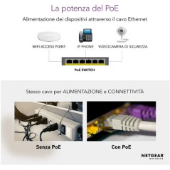 NETGEAR GS308P Non gestito Gigabit Ethernet (10/100/1000) Supporto Power over Ethernet (PoE) Nero