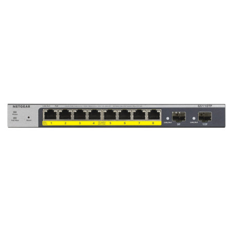 SWITCH 8P GIGABIT ETHERNET POE+ 55W +2P SFP SMART MANAGED PRO