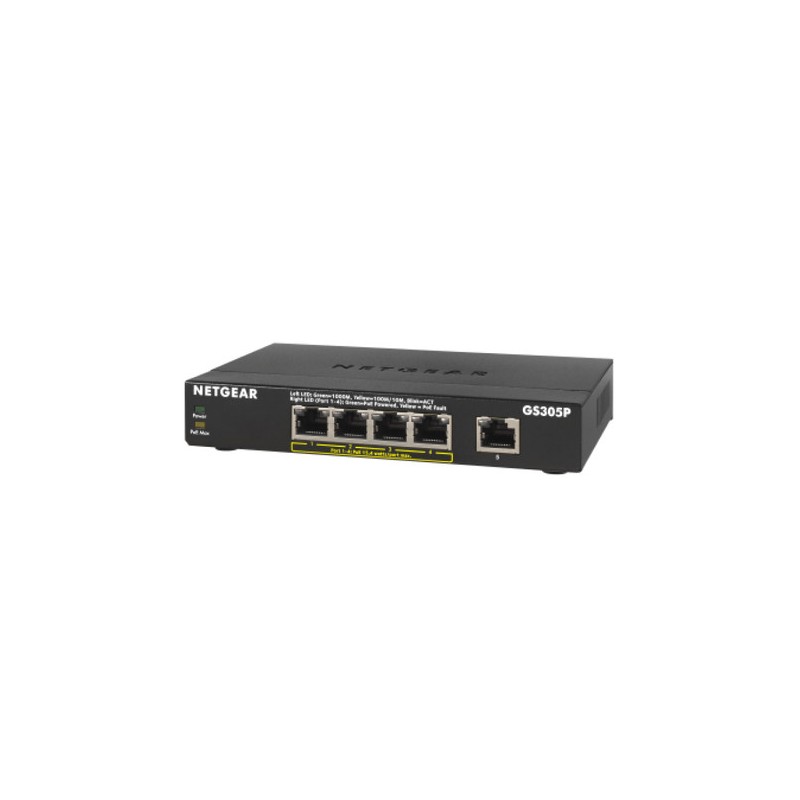 NETGEAR GS305Pv2 Non gestito Gigabit Ethernet (10/100/1000) Supporto Power over Ethernet (PoE) Nero