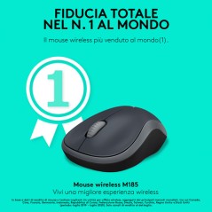 MOUSE M185 LOG CORDLESS GREY/NERO LOGITECH USB NANO RECEIVER